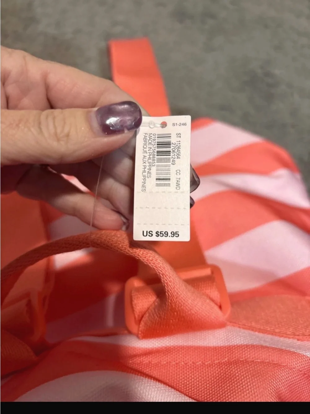 Victoria's Secret Pink and Coral Striped Backpack - Picture 3 of 3
